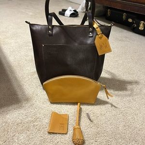 Portland leather goods medium zip tote and accessories